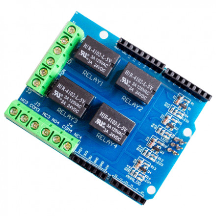 Плата расширения Relay Shield (4 канала) для Arduino