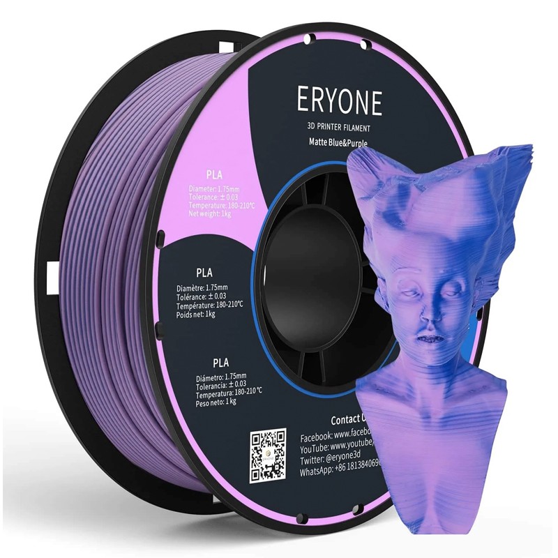 Пластик PLA 1кг матовый двухцветный синий-фиолетовый Eryone