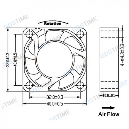 Вентилятор GDStime 40x40x10мм 5V на подшипниках