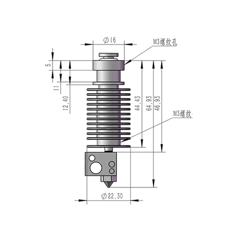 Хотэнд XCR V6 24V с PTFE вставкой