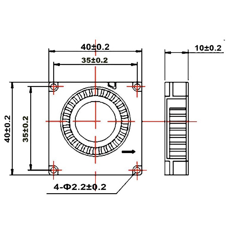 Вентилятор турбинный GDStime 40x40x10мм 24V на подшипниках (12000 об)