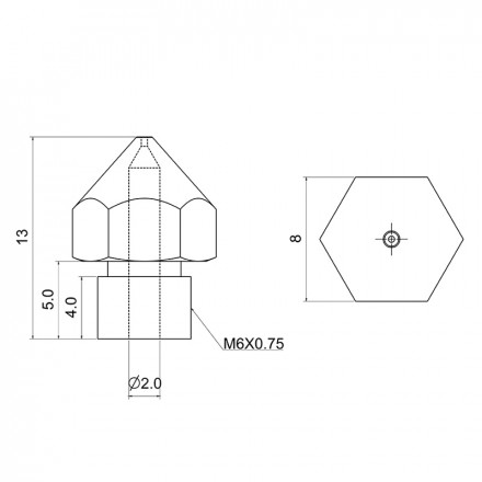 Сопло для хотэнда MK8 (HS) закаленная сталь