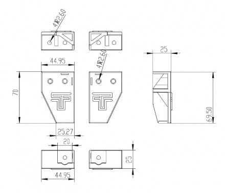 Комплект ножек для профиля 2020 (4шт)