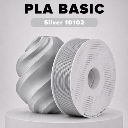 Пластик PLA basic 1кг серебристый BambuLab (10102)