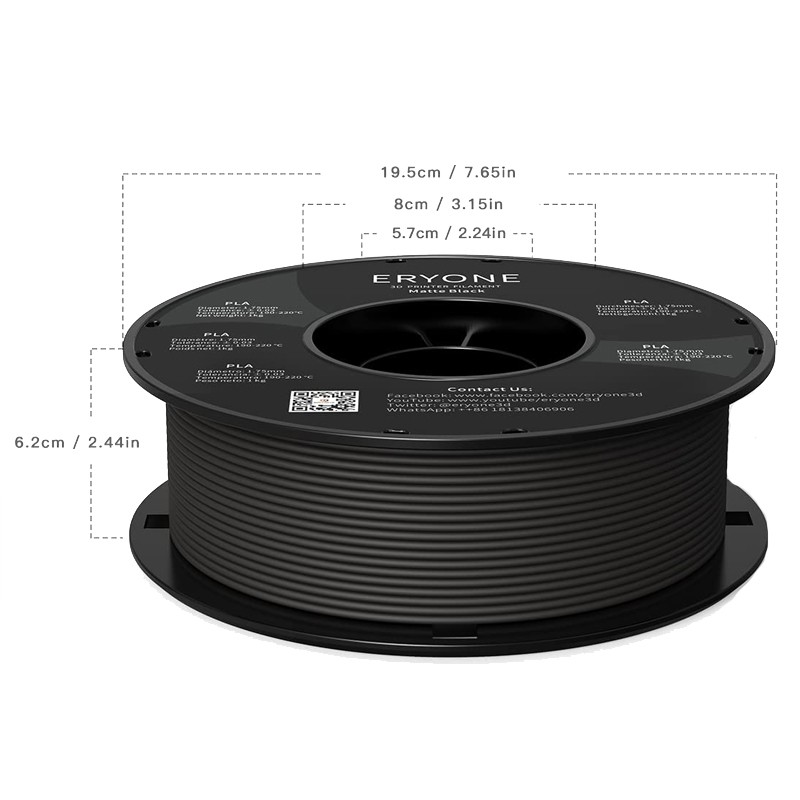 Пластик PLA 1кг матовый черный Eryone