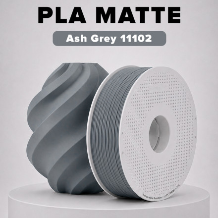 Пластик PLA matte 1кг пепельный серый BambuLab (11102)