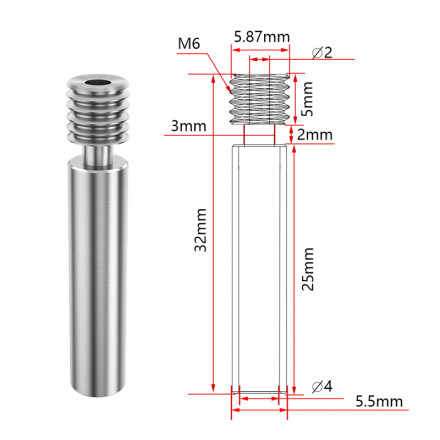 Термобарьер титановый для хотэнда Prusa Mini