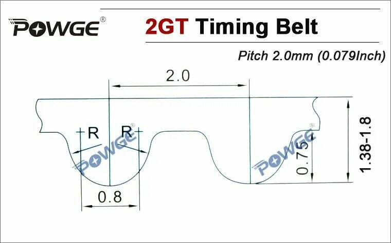 Зубчатый ремень GT2 10мм (1м) износостойкий Powge