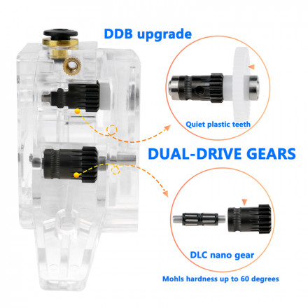 Экструдер Dual Drive с шестернями DLC (закаленная сталь)