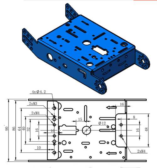 Шасси для робота 2WD металл