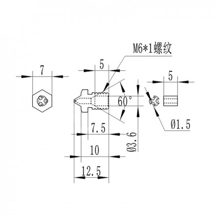 Сопло с медной вставкой (тип CHT) для хотэнда E3D V6