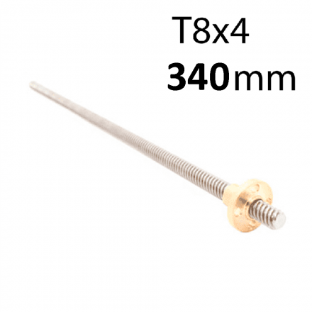 Винт трапецеидальный T8x4 с гайкой (340мм)