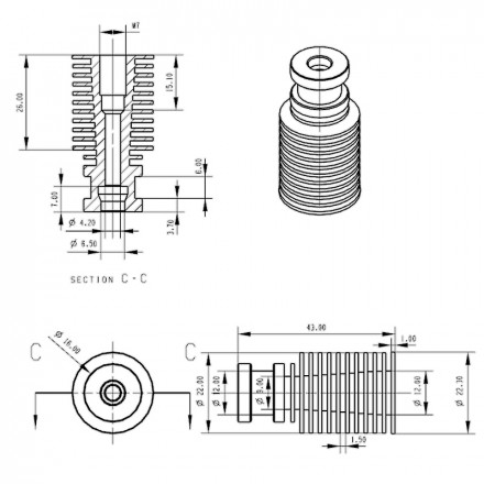 Радиатор хотэнда для E3D V6 (Bowden) M7