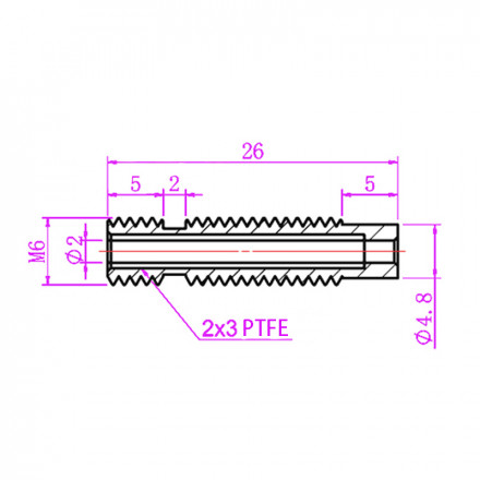 Термобарьер с тефлоновой трубкой для E3D V5 под пластик 1,75мм (М6)