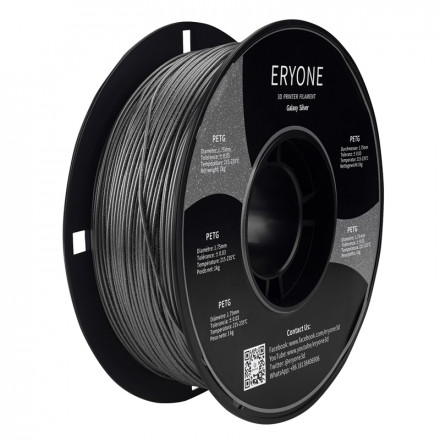 Пластик PETG 1кг серебристый с глиттером Eryone