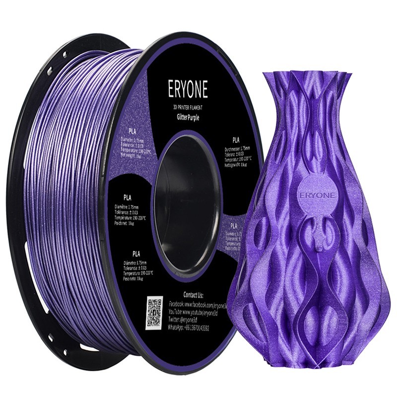 Пластик PLA 1кг фиолетовый с глиттером Eryone