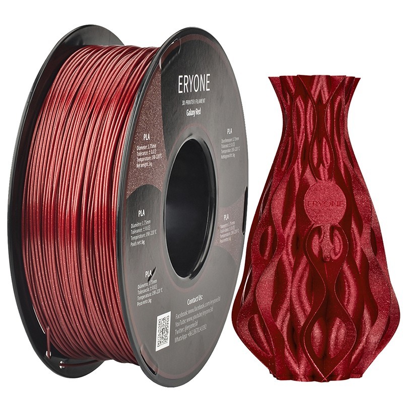 Пластик PLA 1кг красный с глиттером Eryone
