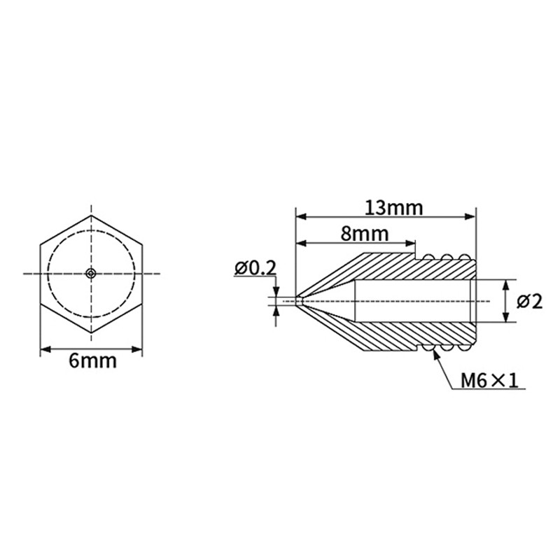 Сопло 0,2мм для хотэнда 3D принтера MK8, CR10