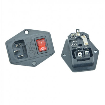 Разъем питания с кнопкой и предохранителем