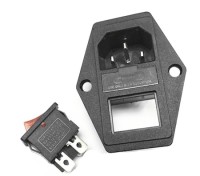 Разъем питания с кнопкой и предохранителем