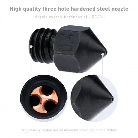 Сопло с медной вставкой (тип CHT) для хотэнда MK8 закаленная сталь