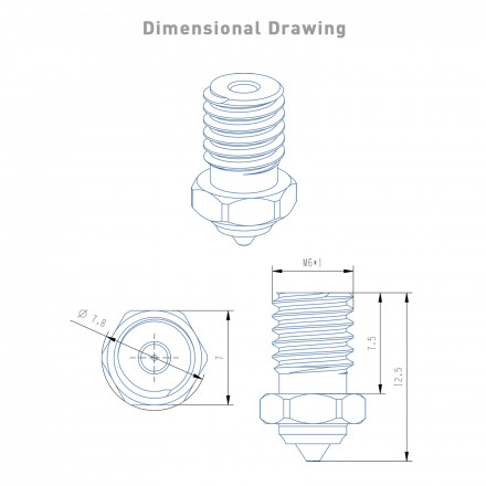 Сопло для хотэнда E3D V6 медное с каленой вставкой