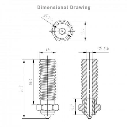 Сопло для хотэнда Volcano медное с каленой вставкой