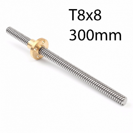 Винт трапецеидальный T8x8 с гайкой (300мм)