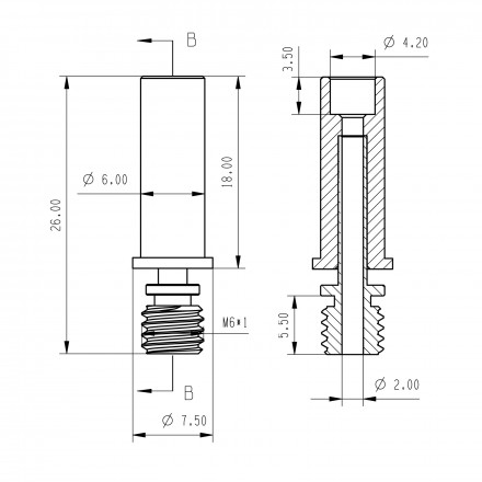 Термобарьер Bi-Metal медно-титановый DLC для Anycubic