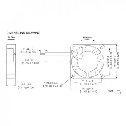 Вентилятор GDStime 40x40x10мм 24V на подшипниках (5500об)