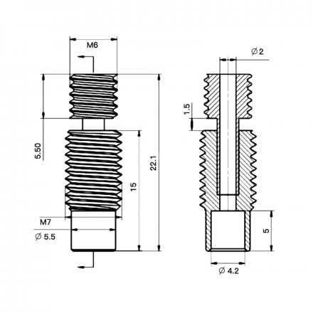 Термобарьер Bi-Metal медно-титановый DLC для E3D V6