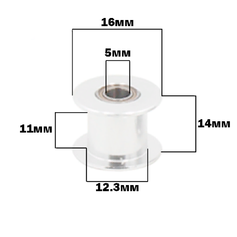 Ролик беззубый 10мм (20 зуб) на вал 5мм