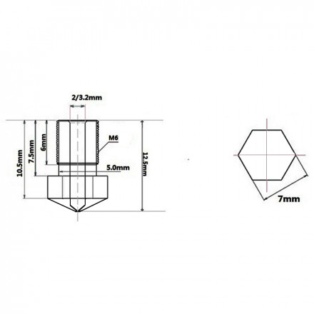 Сопло для хотэнда E3D V6 (с тефлоновым покрытием)