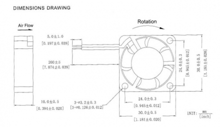 Вентилятор GDStime 30x30x10мм 12V