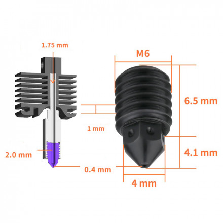 Хотэнд TZ V2.0 для Bambu Lab X1, P1P