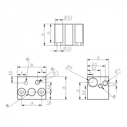 Нагревательный блок для Elegoo Neptune 4 алюминиевый (HS)