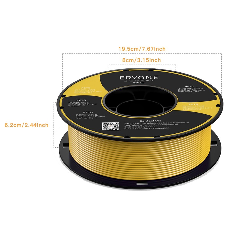 Пластик PETG 1кг желтый Eryone (1.75мм)