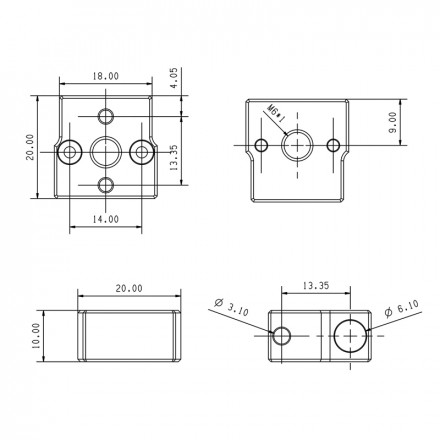 Нагревательный блок для Creality CR-6 SE медный (HS)
