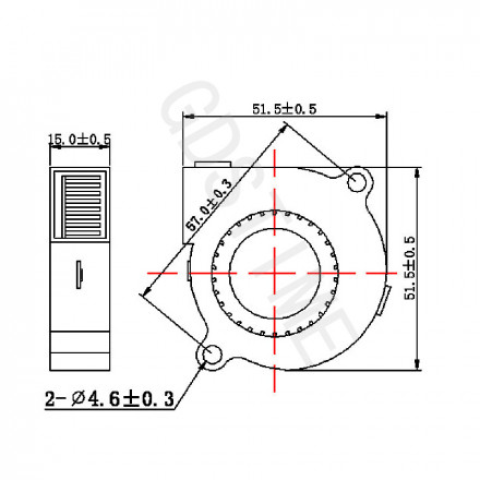 Вентилятор турбинный GDStime 50x50x15мм 24V